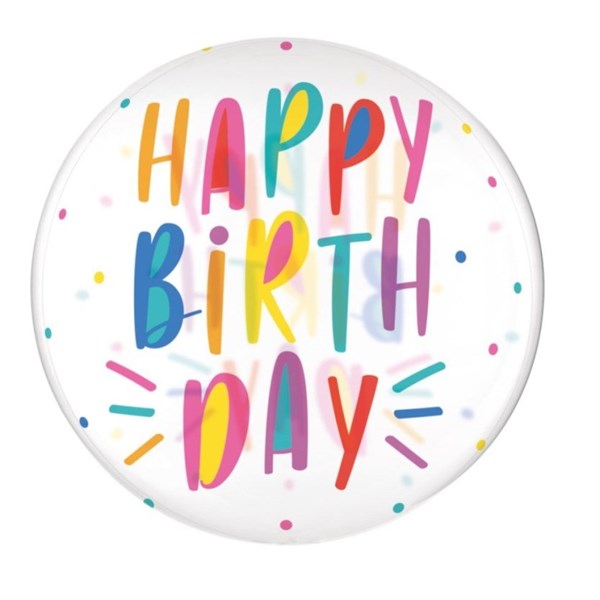 Balão Bubble Bolha 20" Happy Birthday | 1 Unidade - Cromus