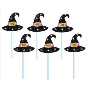 Bandeirinha Docinhos de Chapéu de Bruxa Festa Halloween | 6 Unidades- Piffer