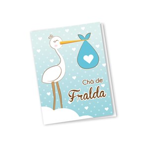 Convite Chá de Fraldas Cegonha Azul | 10 Unidades - Regina