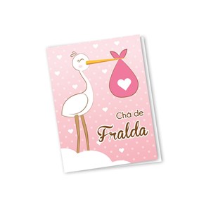Convite Chá de Fraldas Cegonha Rosa | 10 Unidades - Regina