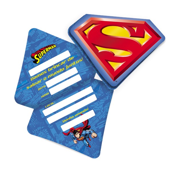 Convite de Aniversário Festa Superman Geek | 8 Unidades - Festcolor