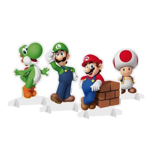 Enfeite de Mesa Silhueta Decorativa Festa Super Mario | 4 Unidades - Cromus