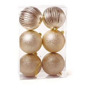 Kit Bolas de Natal Com Gliter Dourada | 6 Unidades-Cromus