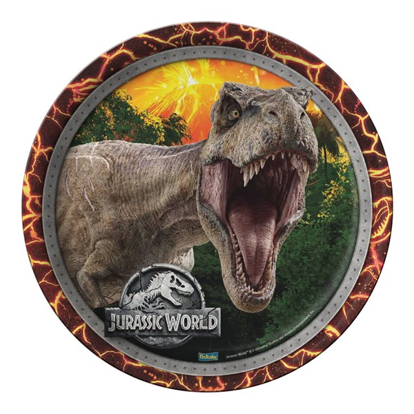 Prato de Papel 18 cm Festa Jurassic World 2 | 8 Unidades - Festcolor