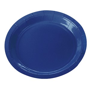 Prato de Papel Liso Azul Escuro 10 und | Silver Festas