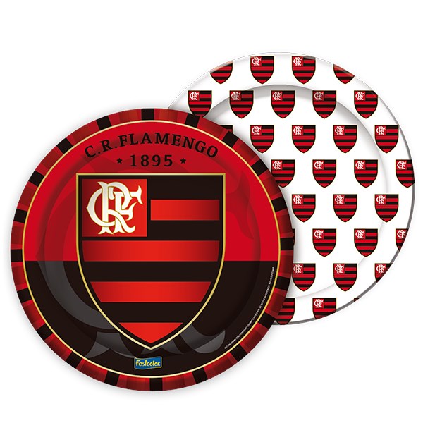 Prato Redondo Festa Flamengo 18 cm | 8 Unidades - Festcolor