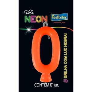 Vela Temática Festa Neon Laranja nº0 | Unidade- Festcolor