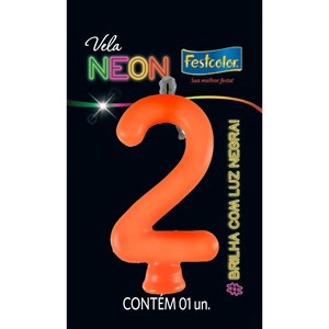 Vela Temática Festa Neon Laranja nº2 | Unidade- Festcolor