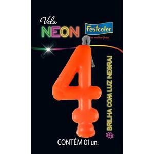 Vela Temática Festa Neon Laranja nº4 | Unidade- Festcolor