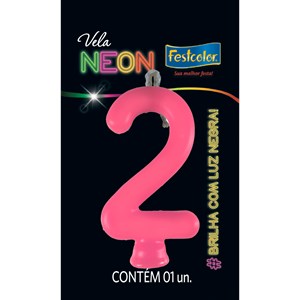Vela Temática Festa Neon Pink nº2 | Unidade- Festcolor