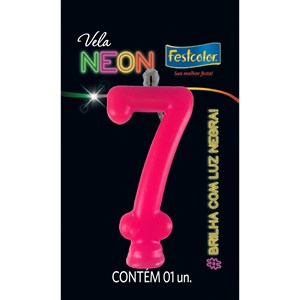 Vela Temática Festa Neon Pink nº7 | Unidade- Festcolor