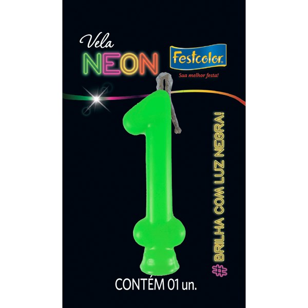 Vela Temática Festa Neon Verde nº1 | Unidade- Festcolor