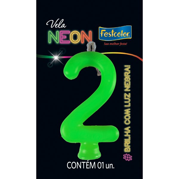 Vela Temática Festa Neon Verde nº2 | Unidade- Festcolor