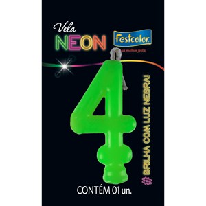 Vela Temática Festa Neon Verde nº4 | Unidade- Festcolor