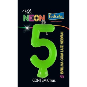 Vela Temática Festa Neon Verde nº5 | Unidade- Festcolor
