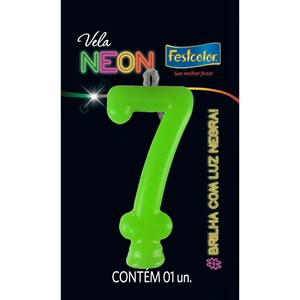 Vela Temática Festa Neon Verde nº7 | Unidade- Festcolor