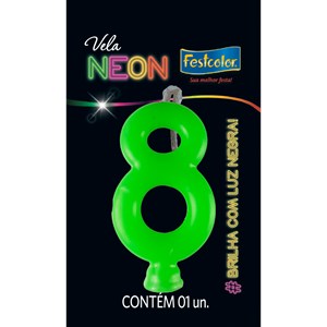 Vela Temática Festa Neon Verde nº8 | Unidade- Festcolor